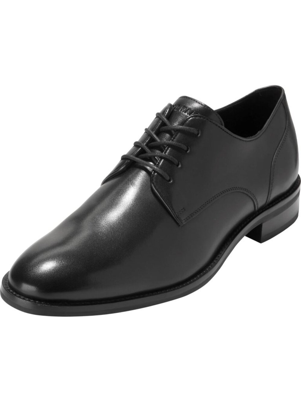 Men's Black Solid Leather Lenox Hill Cap Toe Low-top Business Derby Oxford Shoes